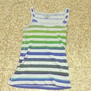 M faded glory green and blue striped Tank top